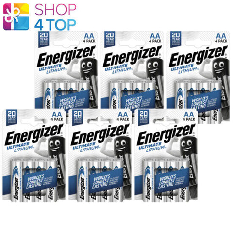 24 Energizer Aa Ultimate Lithium L91 Batteries 1.5V Mignon Stilo 4Bl 2042 NEW