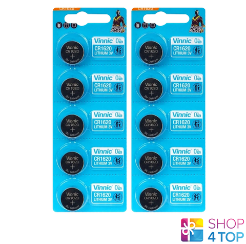 10 Vinnic Cr1620 Lithium Cell Batteries 3V Coin Button Exp 2028 NEW