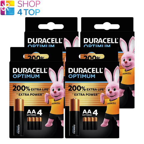 16 Duracell Optimum Aa Lr6 Alkaline Batteries Mx1500 1.5V Exp 2032 4Bl NEW