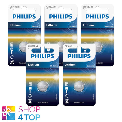 5 Philips Cr1632 Lithium Batteries 3V Cell Coin Button Dl1632 1Bl NEW