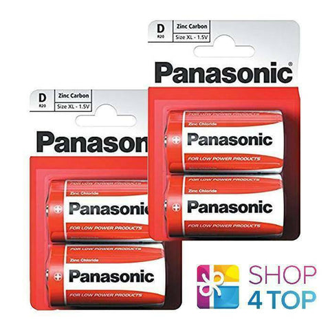 4 Panasonic Zinc Carbon D Lr20 Batteries Blister 1.5V Mono Mn1300 Am1 E95 2026