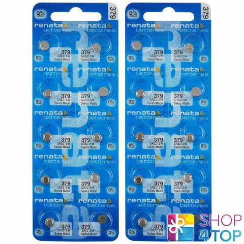 20 Renata 379 Sr521Sw Batteries Silver 1.55V Watch Swiss Made NEW