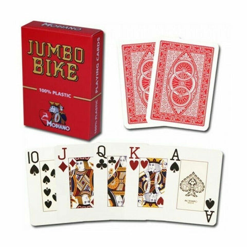 2 Jumbo Bike Trophy Decks Blue Red Playing Cards Modiano 100% Plastic Poker NEW