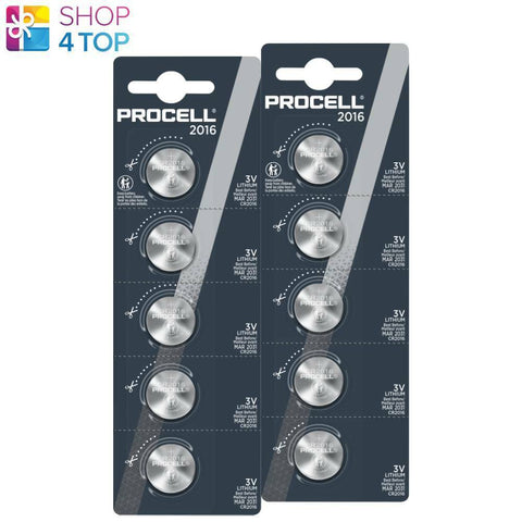 10 Duracell Procell Cr2016 Lithium Coin Batteries 3V 85Mah Dl 20165 2031 5Bl NEW