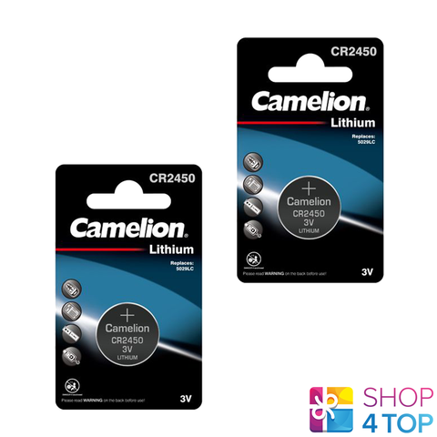 2 Camelion Cr2450 Batteries Lithium 3V Coin Cell Cr2450-Bp1 1Bl Exp 2032 NEW