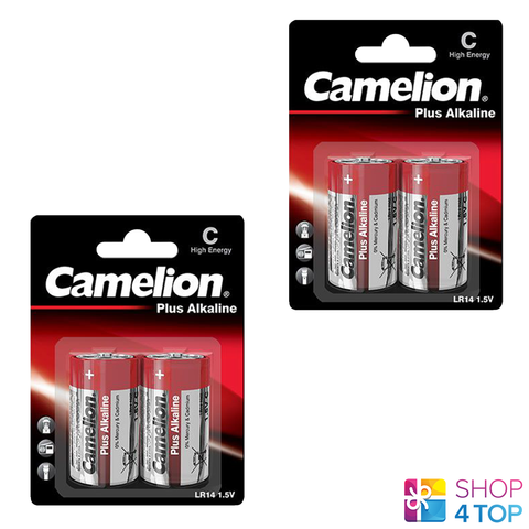 4 Camelion C Plus Alkaline Batteries Lr14 Mn1400 Am2 E93 1.5V 2Bl Exp 2032 NEW