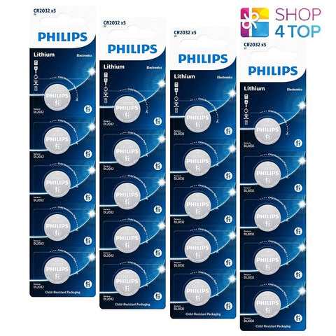 20 Philips Cr2032 Lithium Batteries 3V Cell Coin Button 5Bl Exp 2031 Aug NEW
