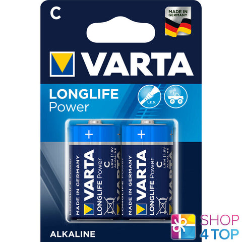 2 Varta Alkaline Batteries C Lr14 Longlife Power 1.5V Baby M1400 Exp2031 2Bl NEW