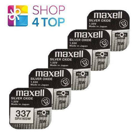 5 Maxell 337 Sr416Sw Batteries Silver 1.55V Watch Battery NEW