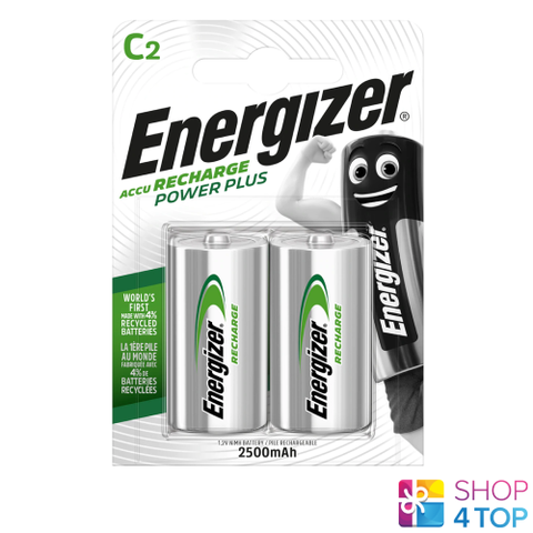 2 Energizer C Hr14 Accu Rechargeable Battery Power Plus 1.2V Nimh 2500Mah NEW