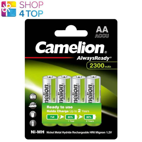 4 Camelion Aa Rechargeable Batteries Always Ready Hr6 2300Mah 1.2V 4Bl Nimh NEW