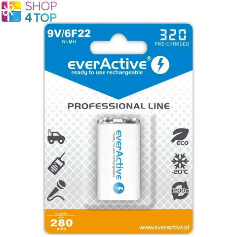 Everactive Professional Line Battery 9V 6F22 E Block 320 Pre-Charged 280Mah NEW