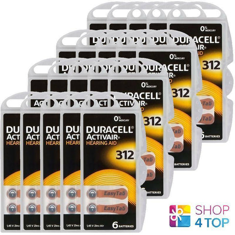 120 Duracell Activair 312 Hearing Aid Batteries Zinc Air 1.45V Mercury Free NEW
