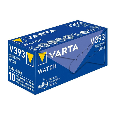 10 Varta 393 Sr754W Battery Silver 1.55V Coin Button Cell Watch NEW