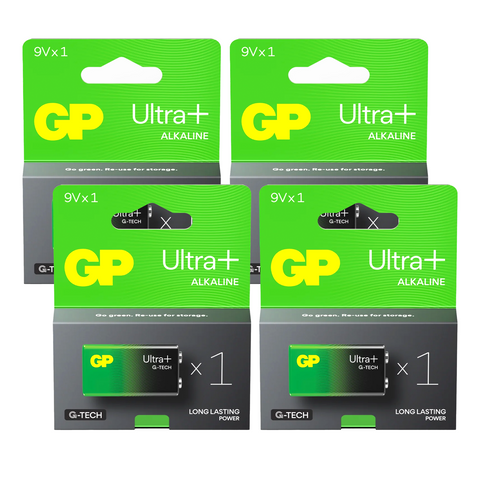 4 Gp Ultra+ Alkaline G-Tech 6Lr61 9V Battery Long Lasting Power Blister Exp 2028