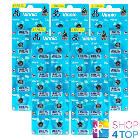 50 Vinnic Alkaline Batteries L626 G4 Lr66 376 1.5V No Mercury NEW