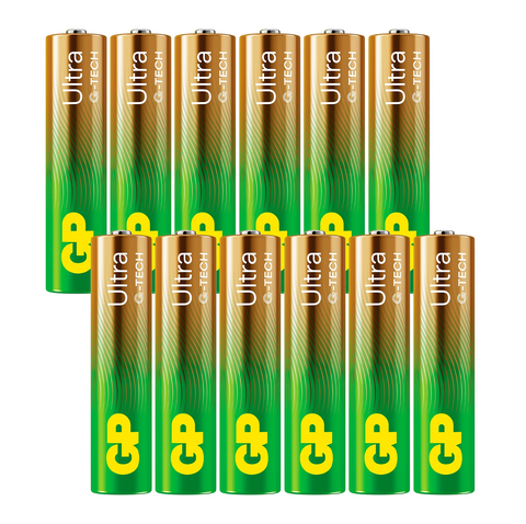 12 Gp Ultra Alkaline Aaa Batteries G-Tech Lr03 1.5V Industrial Bulk Exp 2033