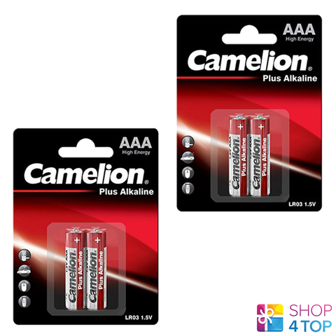 4 Camelion Aaa Plus Alkaline Batteries Lr03 Mn2400 Am4 E92 1.5V 2Bl NEW