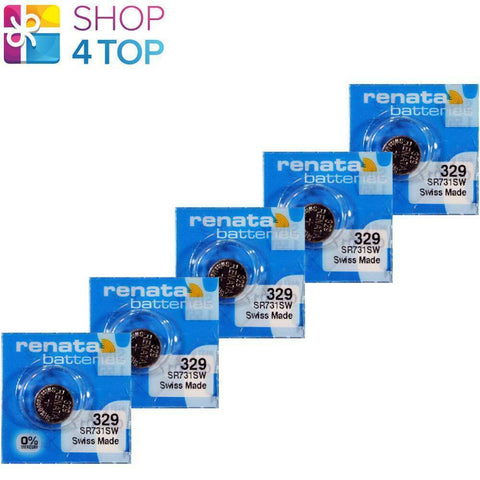 5 Renata 329 Sr731Sw Batteries Silver 1.55V Watch Battery 10Bl NEW