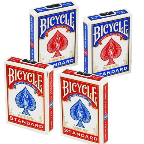 4 Decks Bicycle Blank Back Standard Face Magic Tricks Cards Red & Blue Mix NEW