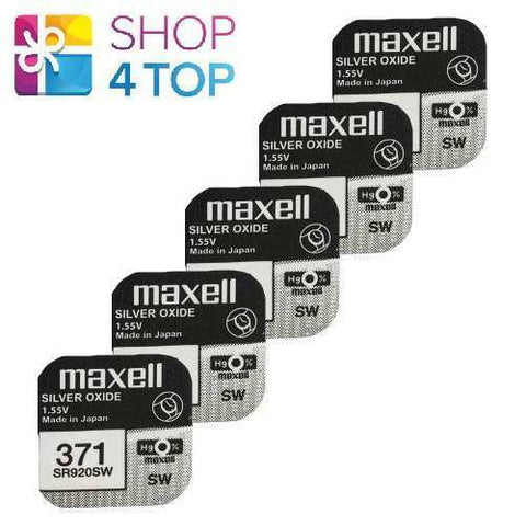 5 Maxell 371 370 Sr920Sw Batteries Silver 1.55V Watch Battery Exp 2028 NEW