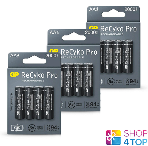 12 Gp Recyko+ Pro Rechargeable Aa Batteries Blister Pack 2000Mah R6 1.2V NEW