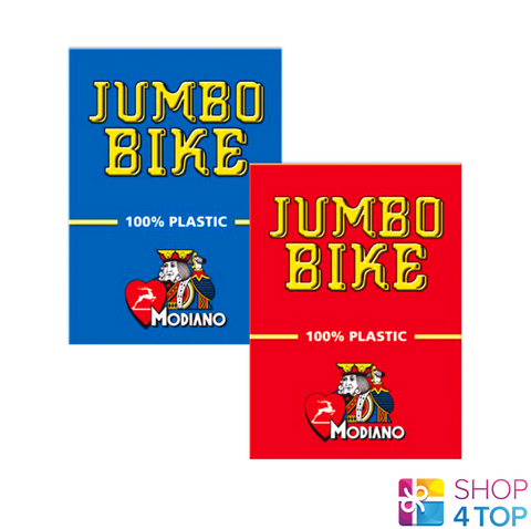 2 Jumbo Bike Trophy Decks Blue Red Playing Cards Modiano 100% Plastic Poker NEW