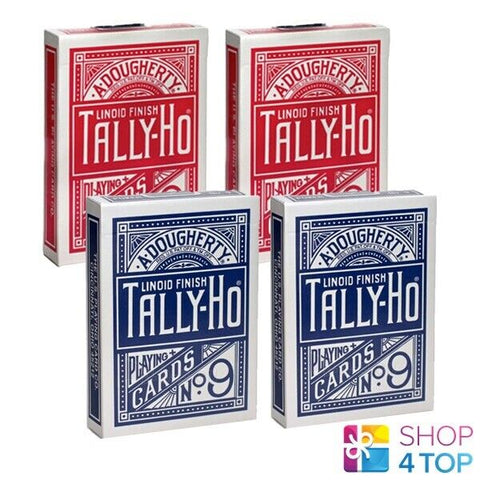 4 Decks Bicycle Tally Ho Circle 2 Red 2 Blue Playing Cards NEW