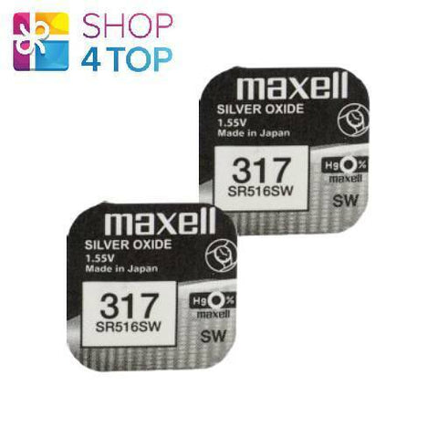 2 Maxell 317 Sr516Sw Batteries Silver 1.55V Watch Battery NEW