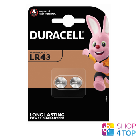 2 Duracell Alkaline Lr43 186 Batteries 1.5V G12 Exp 2028 NEW