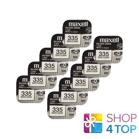 10 Maxell 335 Sr512Sw Batteries Silver 1.55V Watch Battery NEW