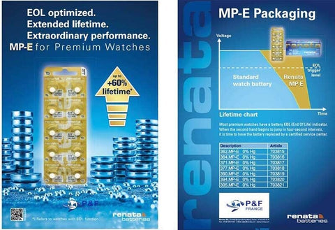 2 Renata 371 Sr920Sw Mp-E Batteries Silver Oxide 1.55V Swiss Made