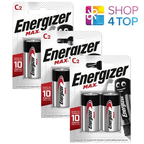 6 Energizer Max C Lr14 Batteries Alkaline 2Bl 1.5V Mezza Torcia Exp 2031 NEW