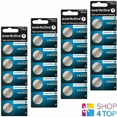 20 Everactive Lithium Cell Cr2025 Batteries Dl2025 3V Button Exp 2031 NEW