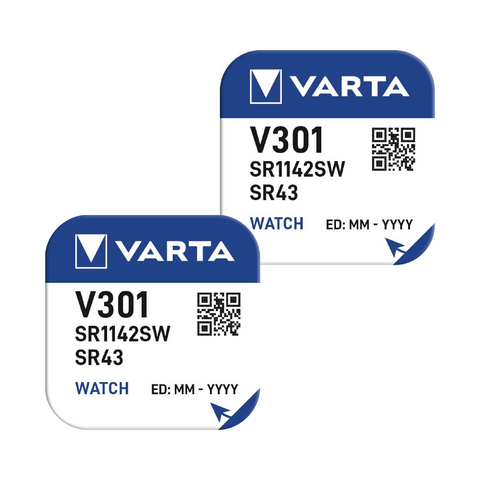 2 Varta 301 Sr43Sw Battery Silver 1.55V Coin Button Cell Watch