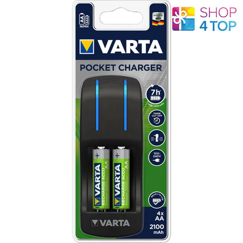 Varta Pocket Charger For Aa & Aaa Batteries 4 X Aa 2100 Mah Nimh Included NEW