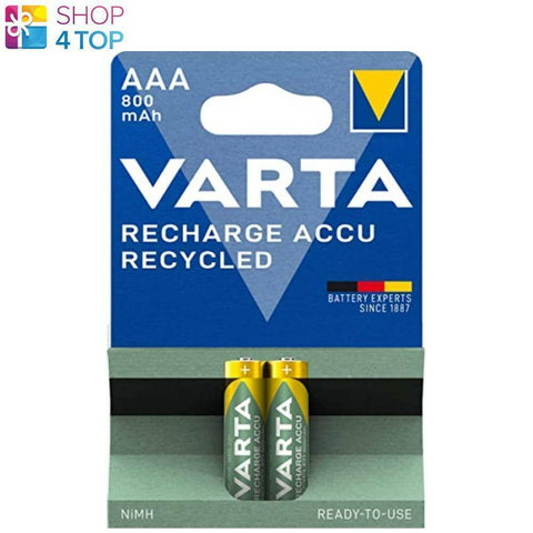 2 Varta Recharge Accu Recycled Aaa Batteries Lr03 800Mah Nimh Hr03 1.2V 2Bl NEW