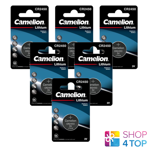 6 Camelion Cr2450 Batteries Lithium 3V Coin Cell Cr2450-Bp1 1Bl Exp 2032 NEW