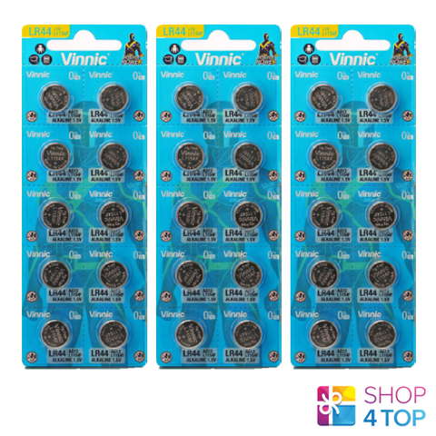 30 Vinnic Alkaline Batteries L1154 L1154F Lr44 Ag13 1.5V Exp 2028 No Mercury NEW