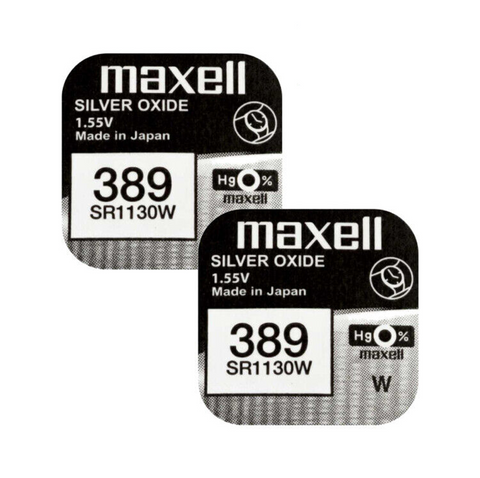 2 Maxell 389 Sr1130W Batteries Silver Oxide 1.55V Watch Battery 1Bl Cell