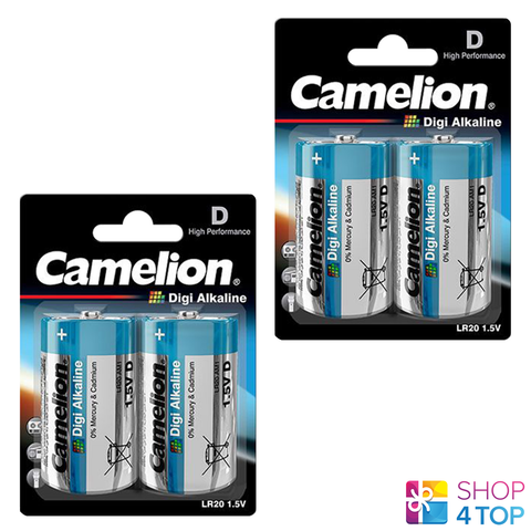 4 Camelion D Digi Alkaline Batteries Lr20 Am1 Mn1300 E95 1.5V 2Bl NEW