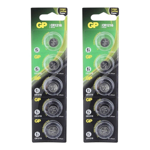 10 Gp Cr1216 Batteries Lithium 3V Coin Cell Button Dll1216 Br1216 5Bl Exp 2033