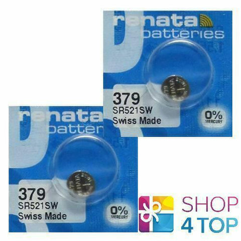 2 Renata 379 Sr521Sw Batteries Silver 1.55V Watch Swiss Made NEW