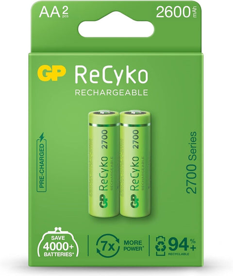 12 Gp Recyko + 2700 Rechargeable Aa Battery 2600Mah Hr6 270Aahcb Mn1500 1.2V NEW