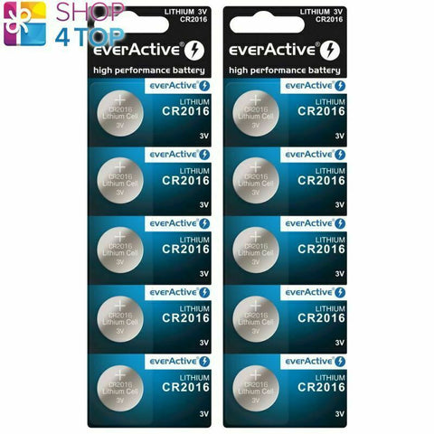 10 Everactive Lithium Cell Cr2016 Batteries Dl2016 3V Coin Button Exp 2029 NEW