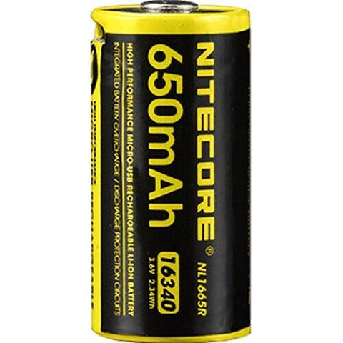 Nitecore Rechargeable Battery Nl1665R 16340 Micro USb 3.6V 650 Mah 2.34Wh Li-Ion