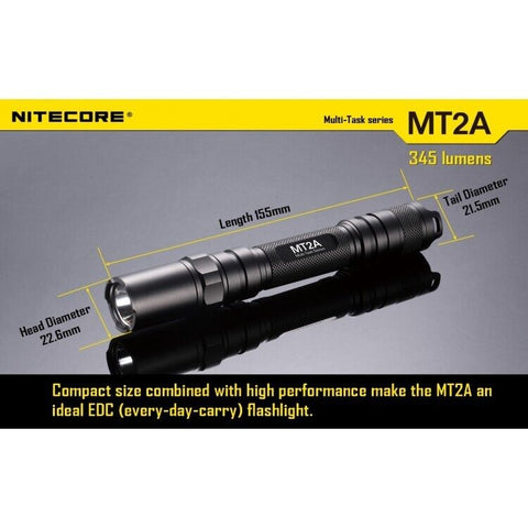 Nitecore Flashlight Mt2A Multi-Task 2 Aa Batteries 345 Lumens Cree Xp-G2 R5 Led