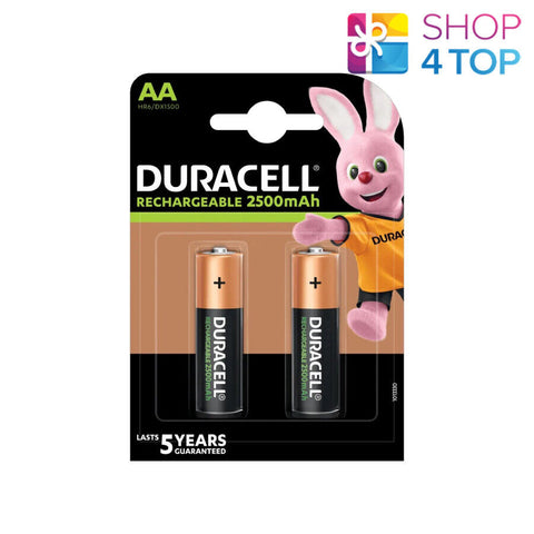 2 Duracell Aa Rechargeable 2500Mah Batteries 1.2V Hr6 Nimh 2Bl Mignon Stilo NEW