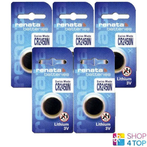 5 Renata Cr2450N Lithium Batteries 3V Cell Coin Button Swiss Made Exp 2030 NEW