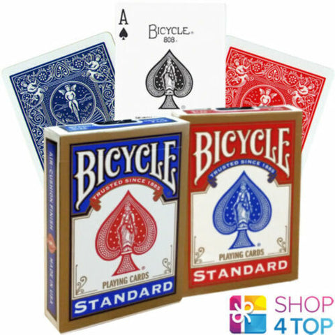 2 Decks Bicycle Rider Back Standard Index Gold Playing Cards 1 Red 1 Blue NEW